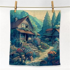 House Garden Building Flowers Face Towel