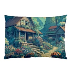 House Garden Building Flowers Pillow Case by Salmanaz77