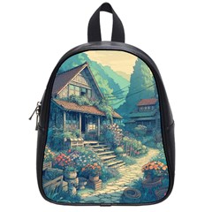 House Garden Building Flowers School Bag (small)