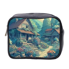 House Garden Building Flowers Mini Toiletries Bag (two Sides)