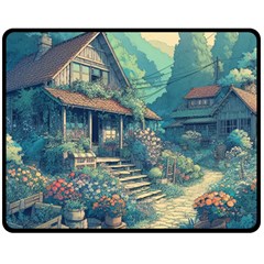 House Garden Building Flowers Fleece Blanket (medium)