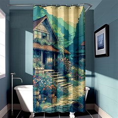 House Garden Building Flowers Shower Curtain 36  X 72  (stall) 