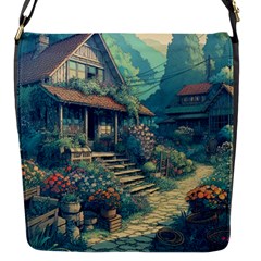 House Garden Building Flowers Flap Closure Messenger Bag (s)