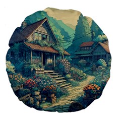 House Garden Building Flowers Large 18  Premium Flano Round Cushions