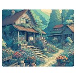 House Garden Building Flowers Two Sides Premium Plush Fleece Blanket (Teen Size) 60 x50  Blanket Front