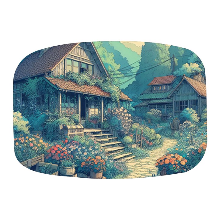 House Garden Building Flowers Mini Square Pill Box