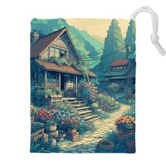 House Garden Building Flowers Drawstring Pouch (4xl)