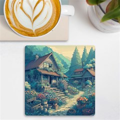 House Garden Building Flowers Uv Print Square Tile Coaster 