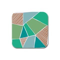 Geometric Colors  Pool Rubber Square Coaster (4 Pack) by ConteMonfrey