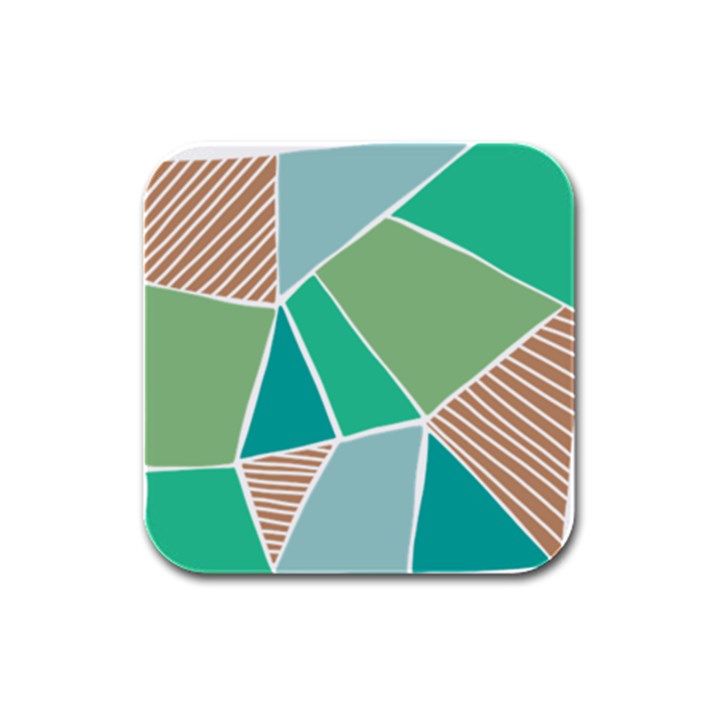 Geometric Colors  pool Rubber Square Coaster (4 pack)