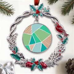 Geometric Colors  Pool Metal X mas Wreath Holly Leaf Ornament