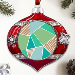 Geometric Colors  Pool Metal Snowflake And Bell Red Ornament