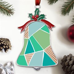 Geometric Colors  Pool Metal Holly Leaf Bell Ornament