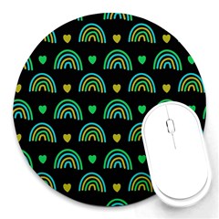 Dark Rainbow Pattern  Round Mousepad by ConteMonfrey