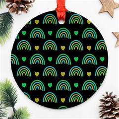 Dark Rainbow Pattern  Ornament (round)