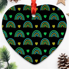 Dark Rainbow Pattern  Ornament (heart)