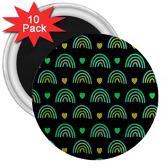 Dark Rainbow Pattern  3  Magnets (10 Pack)  by ConteMonfrey