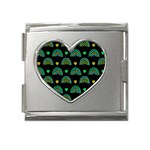 Dark Rainbow Pattern  Mega Link Heart Italian Charm (18mm) Front