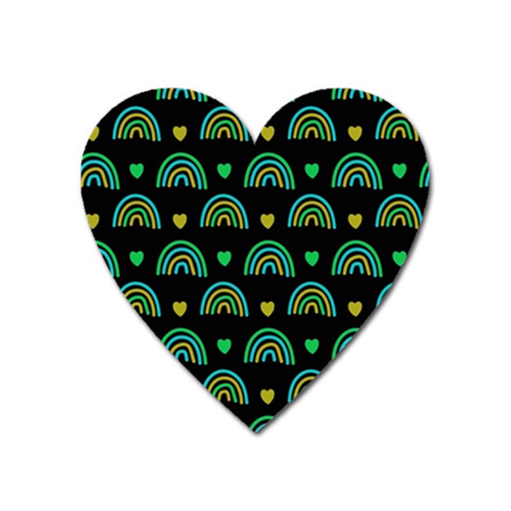 Dark Rainbow Pattern  Heart Magnet