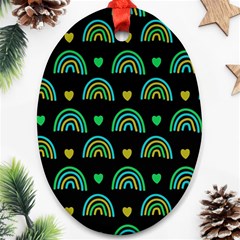 Dark Rainbow Pattern  Oval Ornament (two Sides)