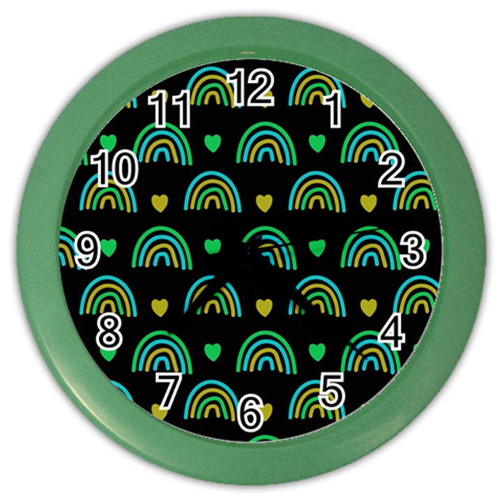 Dark Rainbow Pattern  Color Wall Clock