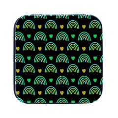 Dark Rainbow Pattern  Square Metal Box (black)