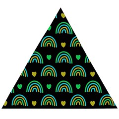 Dark Rainbow Pattern  Wooden Puzzle Triangle