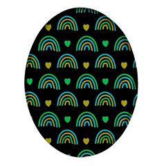 Dark Rainbow Pattern  Oval Glass Fridge Magnet (4 Pack) by ConteMonfrey