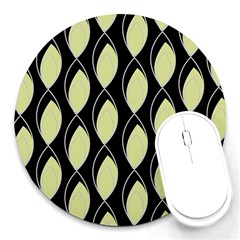 Brown Minimalist Leaves Round Mousepad by ConteMonfrey