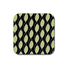 Brown Minimalist Leaves Rubber Coaster (square)