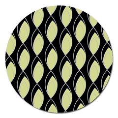 Brown Minimalist Leaves Magnet 5  (round) by ConteMonfrey