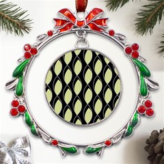 Brown Minimalist Leaves Metal X mas Wreath Ribbon Ornament