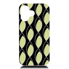 Brown Minimalist Leaves Iphone 16 Black Uv Print Pc Hardshell Case by ConteMonfrey