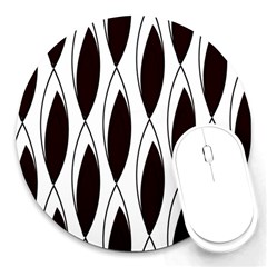 Black Minimalist Leaves Round Mousepad by ConteMonfrey