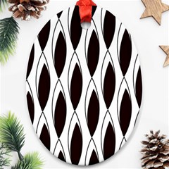 Black Minimalist Leaves Ornament (oval)