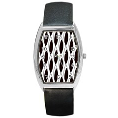 Black Minimalist Leaves Barrel Style Metal Watch