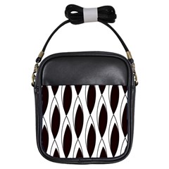 Black Minimalist Leaves Girls Sling Bag