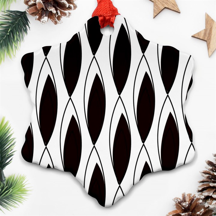 Black Minimalist Leaves Snowflake Ornament (Two Sides)