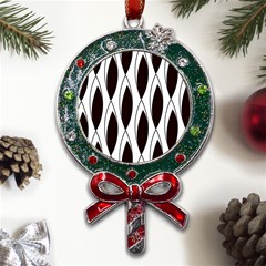 Black Minimalist Leaves Metal X mas Lollipop With Crystal Ornament