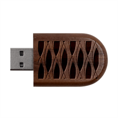 Black Minimalist Leaves Wood Oval Usb Flash Drive by ConteMonfrey