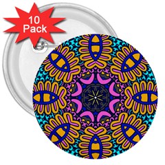 Mandala Fishes   3  Buttons (10 Pack) 