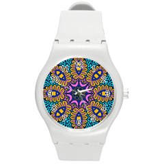 Mandala Fishes   Round Plastic Sport Watch (m)