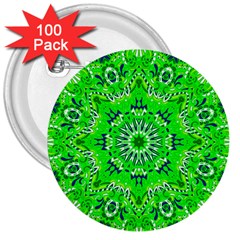 Mandala Flowers   3  Buttons (100 Pack) 