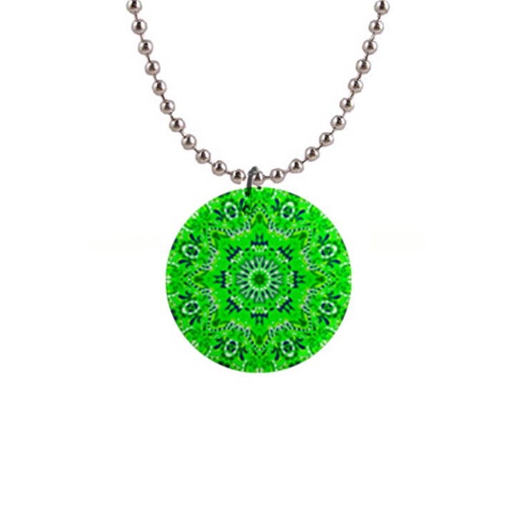 Mandala Flowers   1  Button Necklace