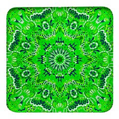 Mandala Flowers   Square Glass Fridge Magnet (4 Pack)