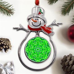 Mandala Flowers   Metal Snowman Ornament