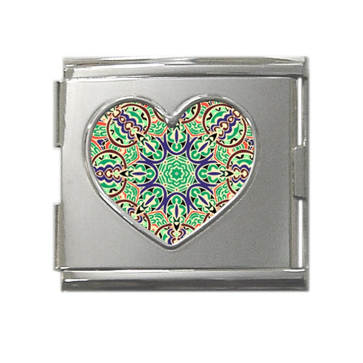 Cold Colors Mandala   Mega Link Heart Italian Charm (18mm)