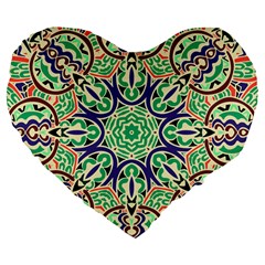 Cold Colors Mandala   Large 19  Premium Flano Heart Shape Cushions