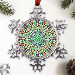 Cold Colors Mandala   Metal Large Snowflake Ornament