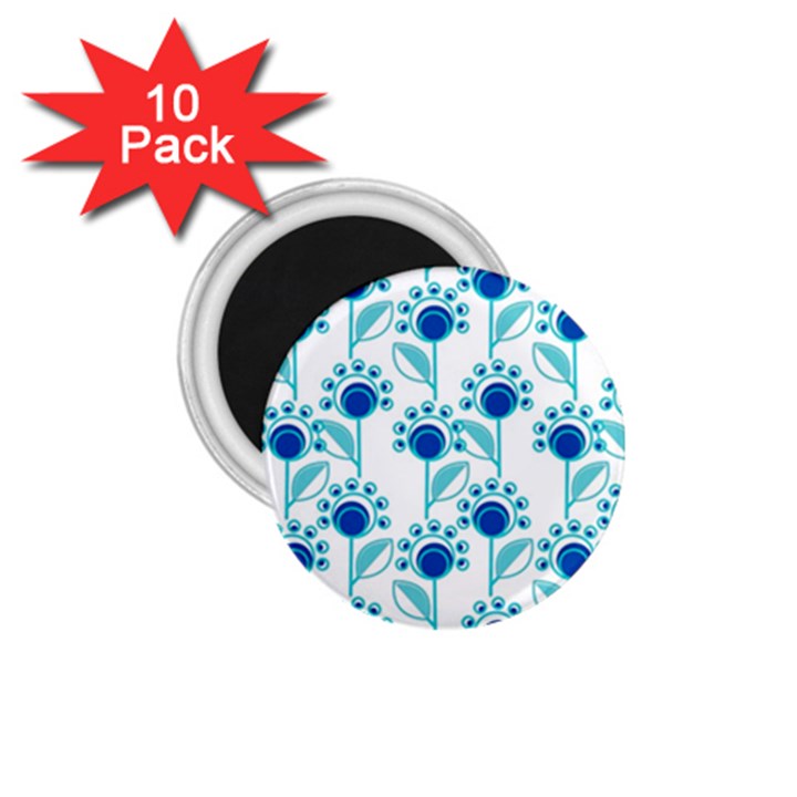 Blue Daisy Minimalist Leaves   1.75  Magnets (10 pack) 